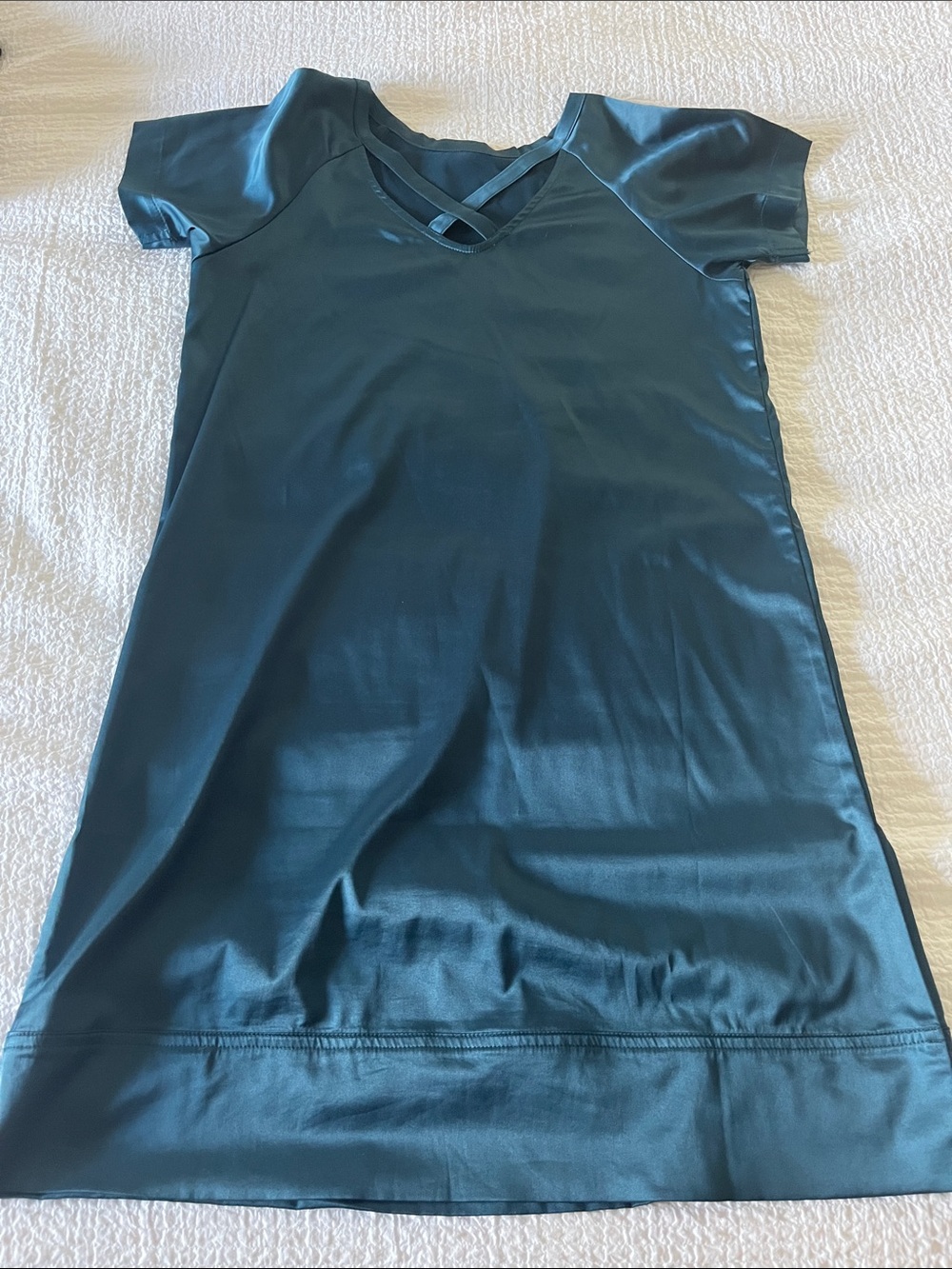 Teal Satin T shirt Dress by Peach Small